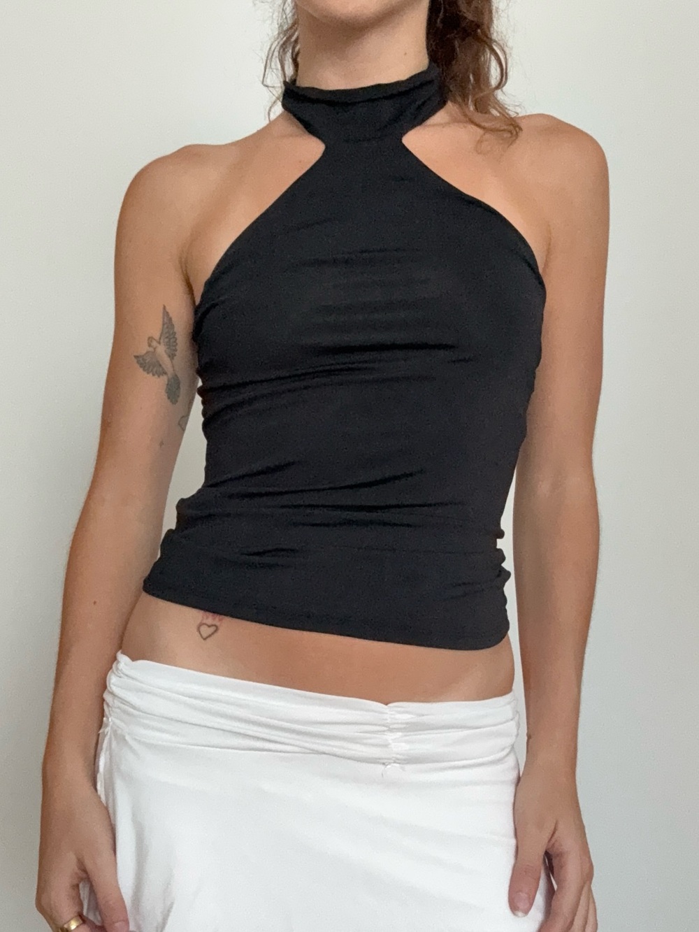 ZARA Black Halter Cutout Tank Top - Black